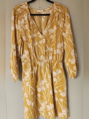 Yellow Floral Smocked Shoulder Blouse